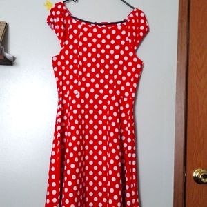 Red and White polkadot Dress